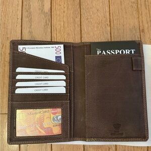 Brown Leather Passport Wallet